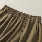 Buddha Stones Summer Casual Decorative Buttons Solid Women's Shorts With Pockets