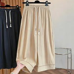Buddha Stones Spring Summer Casual Drawstring Solid Cropped Women's Wide Leg Pants With Pockets
