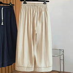 Buddha Stones Spring Summer Casual Drawstring Solid Cropped Women's Wide Leg Pants With Pockets