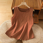 Buddha Stones Summer Casual Side Slit Flower Women's Sleeveless T-Shirts Tank Top