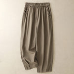 Buddha Stones Spring Summer Casual Decorative Buttons Solid Cropped Pants Women's Harem Pants With Pocket