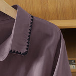 Buddha Stones Summer Casual Minimalist Wavy Line Button-Up Solid Women's Short Sleeve Shirts