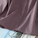 Buddha Stones Summer Casual Minimalist Wavy Line Button-Up Solid Women's Short Sleeve Shirts