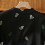 Buddha Stones Summer Tang Style Mandarin Collar Frog Button Gourd Embroidery Women's Short Sleeve Shirts