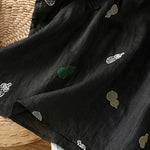 Buddha Stones Summer Tang Style Mandarin Collar Frog Button Gourd Embroidery Women's Short Sleeve Shirts