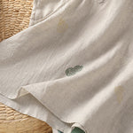 Buddha Stones Summer Tang Style Mandarin Collar Frog Button Gourd Embroidery Women's Short Sleeve Shirts