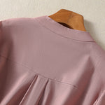 Buddha Stones Summer Casual Mandarin Collar Half Button Solid Puff Sleeve Women's Short Sleeve Shirts