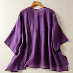 Buddha Stones Summer Casual Boho Patch Pocket Half Button Solid Bell Sleeve Women's Short Sleeve Shirts