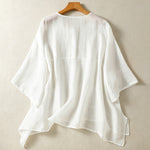 Buddha Stones Summer Casual Boho Patch Pocket Half Button Solid Bell Sleeve Women's Short Sleeve Shirts