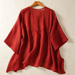 Buddha Stones Summer Casual Boho Patch Pocket Half Button Solid Bell Sleeve Women's Short Sleeve Shirts