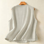 Buddha Stones Summer Casual Minimalist Button-Up Solid Women's Sleeveless Shirts Tank Top With Patch Pocket
