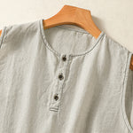 Buddha Stones Summer Casual Minimalist Button-Up Solid Women's Sleeveless Shirts Tank Top With Patch Pocket