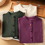 Buddha Stones Summer Tang Style Casual Mandarin Collar Button-Up Solid Patch Pocket Women's Sleeveless Shirts Tank Top