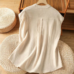 Buddha Stones Summer Tang Style Casual Mandarin Collar Button-Up Solid Patch Pocket Women's Sleeveless Shirts Tank Top