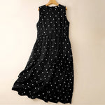 Buddha Stones Summer Vintage Drawstring Polka Dot Women's Summer Sleeveless Dress
