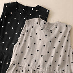 Buddha Stones Summer Vintage Drawstring Polka Dot Women's Summer Sleeveless Dress