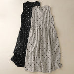 Buddha Stones Summer Vintage Drawstring Polka Dot Women's Summer Sleeveless Dress
