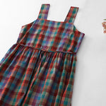 Buddha Stones Summer Casual Vintage Drawstring Rainbow Plaid Women's Summer Sleeveless Dress