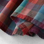 Buddha Stones Summer Casual Vintage Drawstring Rainbow Plaid Women's Summer Sleeveless Dress