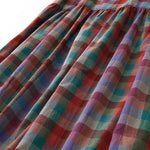 Buddha Stones Summer Casual Vintage Drawstring Rainbow Plaid Women's Summer Sleeveless Dress