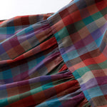 Buddha Stones Summer Casual Vintage Drawstring Rainbow Plaid Women's Summer Sleeveless Dress