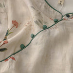 Buddha Stones Summer Tang Style Mandarin Collar Small Red Flowers Women's Short Sleeve Dress