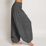 Buddha Stones Pure Cotton Lotus Heart Pattern Women's Elastic Waist Harem Pants