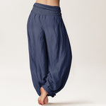 Buddha Stones Pure Cotton Lotus Heart Pattern Women's Elastic Waist Harem Pants