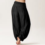 Buddha Stones Pure Cotton Lotus Heart Pattern Women's Elastic Waist Harem Pants