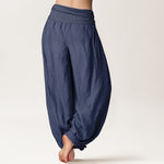 Buddha Stones Pure Cotton Lotus Pattern Women's Elastic Waist Harem Pants