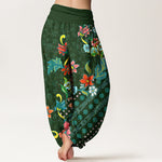 Buddha Stones Pure Cotton Bohemian Colorful Flower Pattern Women's Elastic Waist Harem Pants