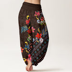 Buddha Stones Pure Cotton Bohemian Colorful Flower Pattern Women's Elastic Waist Harem Pants