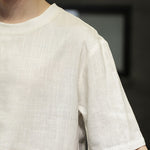 Buddha Stones Summer Casual Minimalist Solid Crew Neck Linen Men's Short Sleeve T-Shirts
