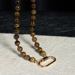 Buddha Stones Natural Tiger Eye Lock Design Bead Strength Necklace