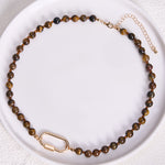 Buddha Stones Natural Tiger Eye Lock Design Bead Strength Necklace