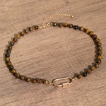 Buddha Stones Natural Tiger Eye Lock Design Bead Strength Necklace