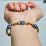 Buddha Stones Lapis Lazuli Bead Titanium Steel Serenity Bracelet