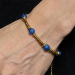 Buddha Stones Lapis Lazuli Bead Titanium Steel Serenity Bracelet