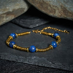 Buddha Stones Lapis Lazuli Bead Titanium Steel Serenity Bracelet