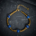 Buddha Stones Lapis Lazuli Bead Titanium Steel Serenity Bracelet