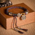 Buddha Stones Fu Character Swastika Om Mani Padme Hum Braided Rope Luck Bracelet