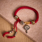 Buddha Stones Fu Character Swastika Om Mani Padme Hum Braided Rope Luck Bracelet