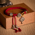 Buddha Stones Fu Character Swastika Om Mani Padme Hum Braided Rope Luck Bracelet