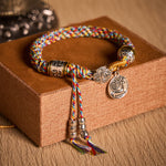Buddha Stones Fu Character Swastika Om Mani Padme Hum Braided Rope Luck Bracelet