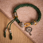 Buddha Stones Fu Character Swastika Om Mani Padme Hum Braided Rope Luck Bracelet