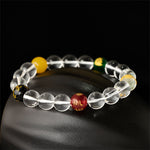 Buddha Stones Natural Clear Quartz Five Elements Healing Bracelet