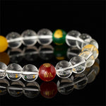 Buddha Stones Natural Clear Quartz Five Elements Healing Bracelet