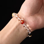 Buddha Stones Natural Clear Quartz Five Elements Healing Bracelet