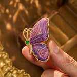 Buddha Stones Song Brocade Purple Butterfly Transformation Handmade Harmony New Chinese Brooch