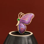 Buddha Stones Song Brocade Purple Butterfly Transformation Handmade Harmony New Chinese Brooch
